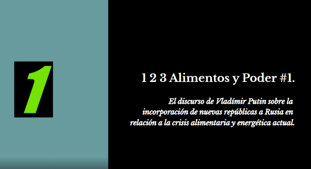 1 2 3 Alimentos Y Poder # 1. El discurso de&nbsp;Putin.